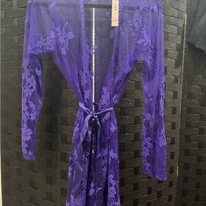 Victoria's Secret Royal Purple Lace Robe